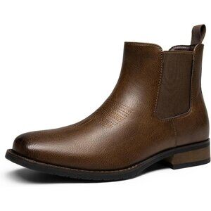 Bruno Marc Mens Brown pu Classic Cowboy Western Ankle Dress Waterproof Boots